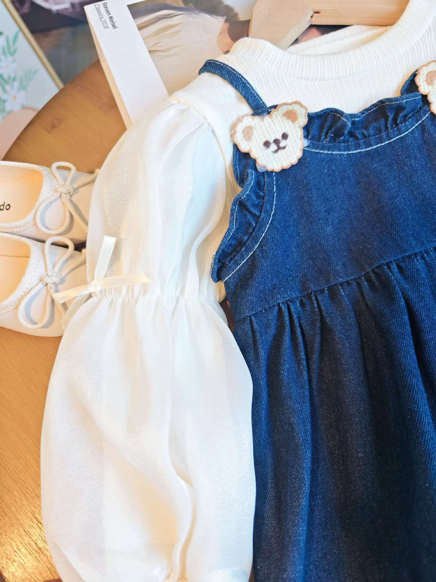 [363741] - Baju Setelan Dress Lengan Panjang Peasant Fashion Anak Perempuan - Motif Mini Bear