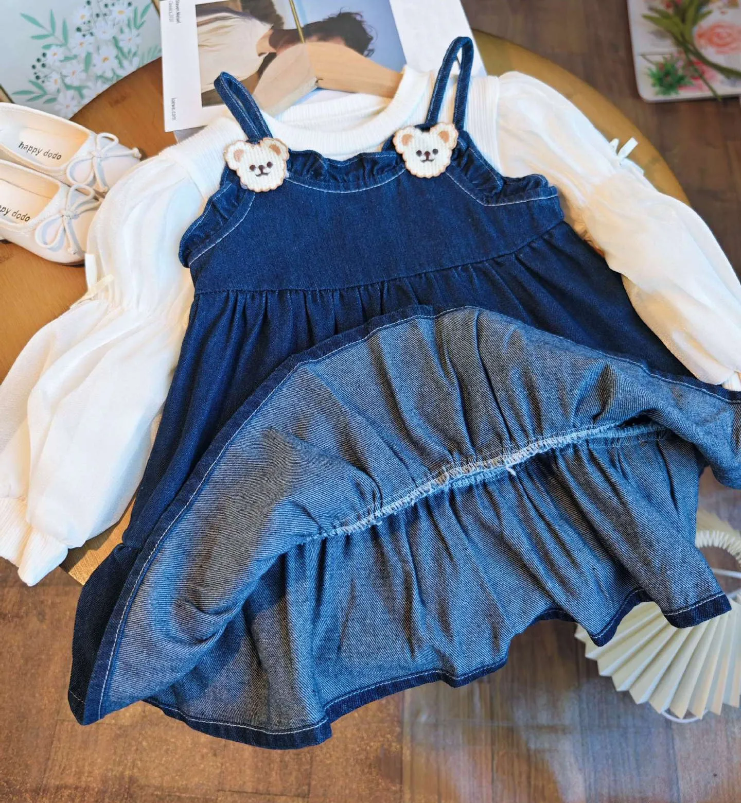 [363741] - Baju Setelan Dress Lengan Panjang Peasant Fashion Anak Perempuan - Motif Mini Bear