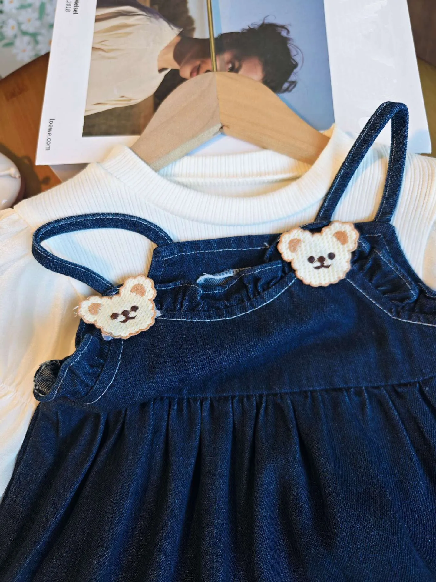 [363741] - Baju Setelan Dress Lengan Panjang Peasant Fashion Anak Perempuan - Motif Mini Bear