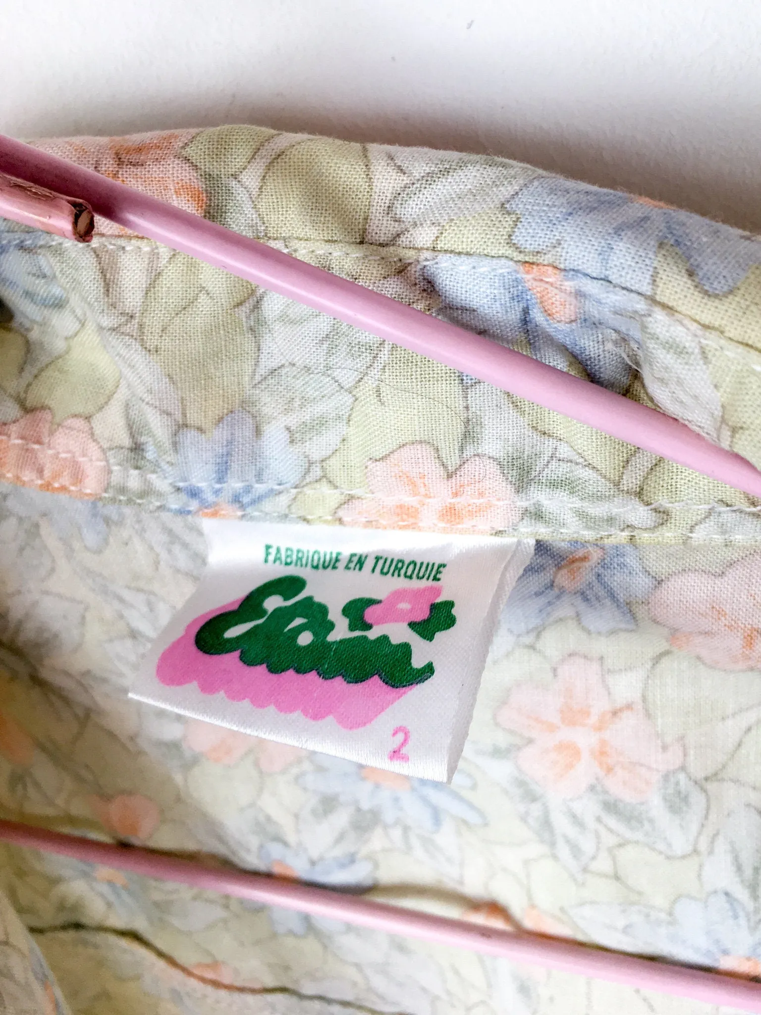 80s vintage floral print shirt, pastel tones
