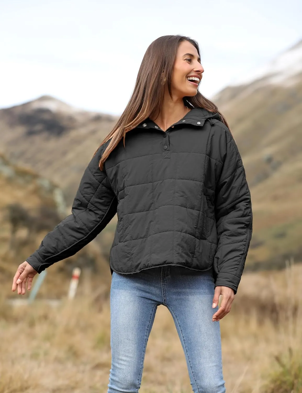 AMEBELLE Women's Oversized Hooded Puffer Jacket Quilted Jackets for Women Lightweight Winter Warm Padded Hoodies Coat
