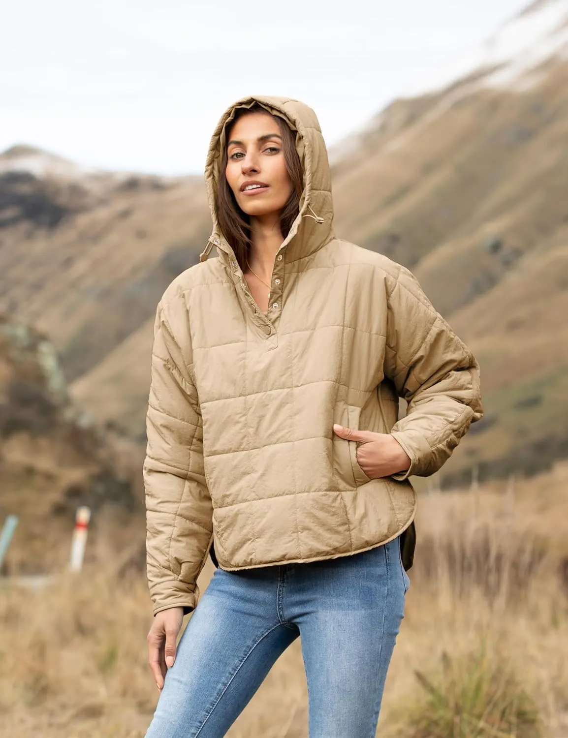 AMEBELLE Women's Oversized Hooded Puffer Jacket Quilted Jackets for Women Lightweight Winter Warm Padded Hoodies Coat