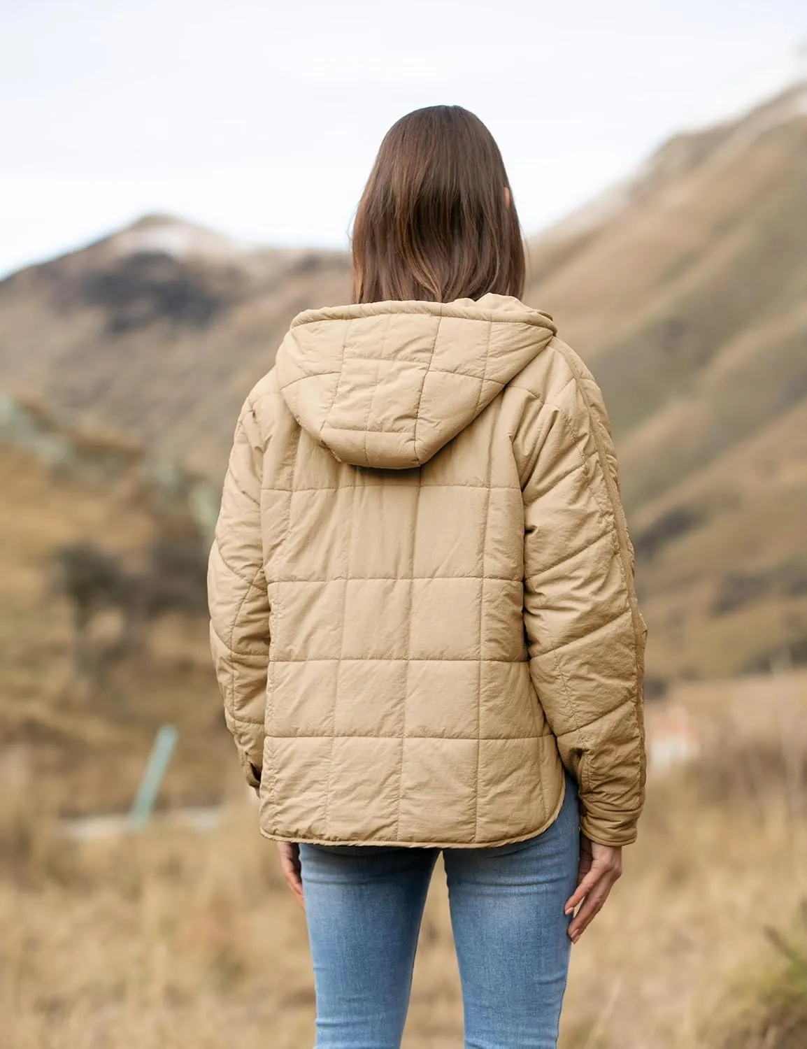 AMEBELLE Women's Oversized Hooded Puffer Jacket Quilted Jackets for Women Lightweight Winter Warm Padded Hoodies Coat