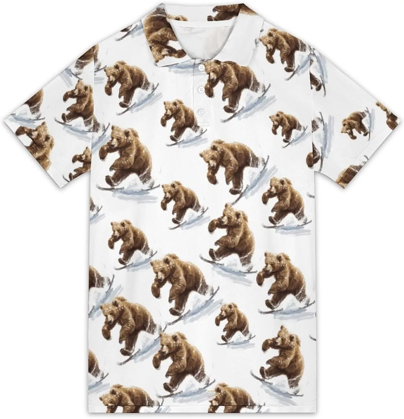 Bear Skating Mens Polo Shirts Short Sleeve Mesh Gym T-Shirt Summer Tee Top