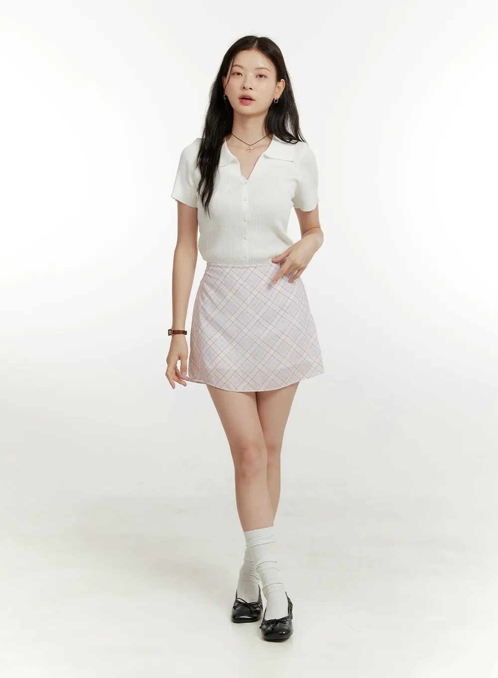 Checkered Bliss Mini Skirt OU419