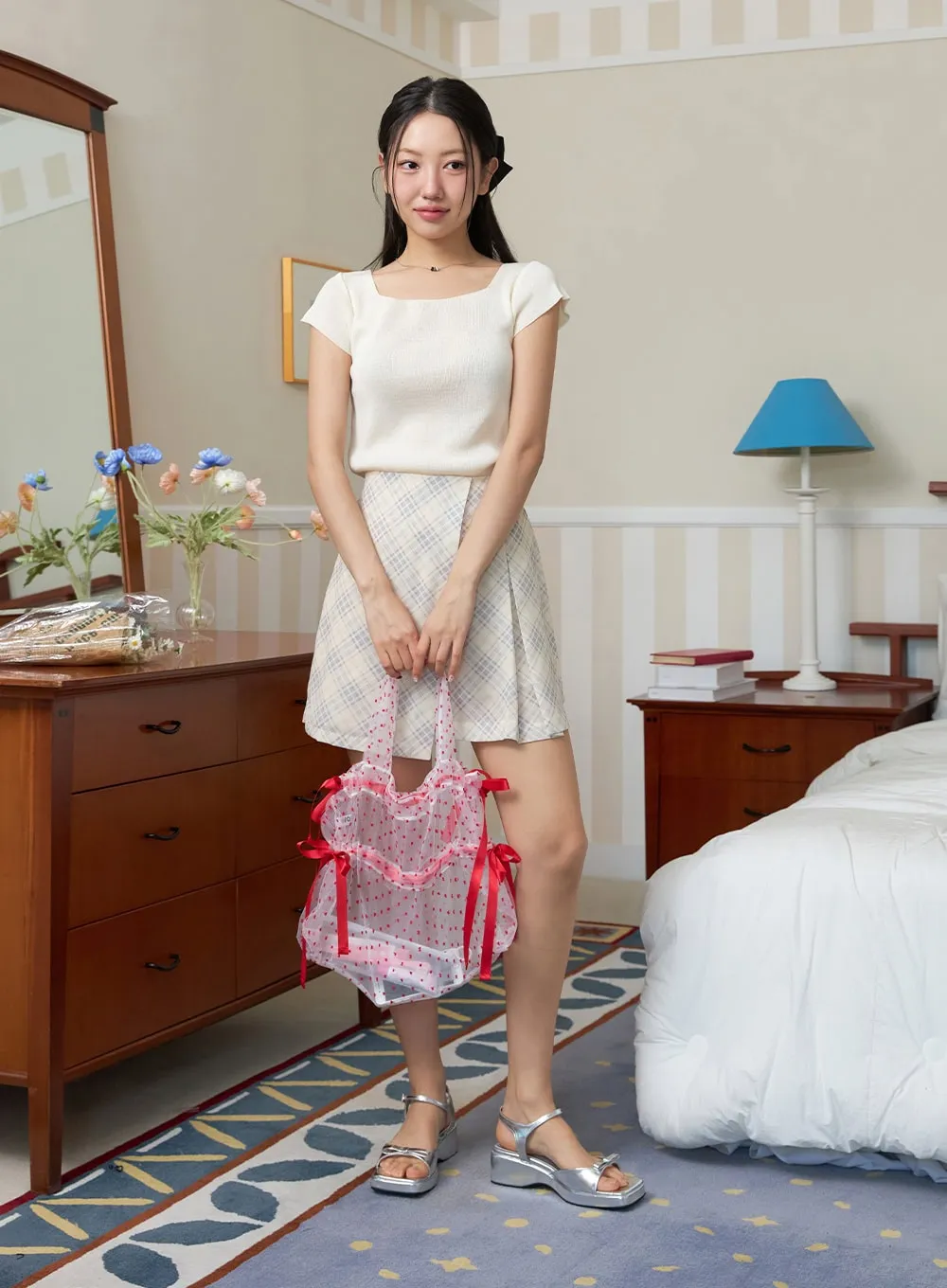 Checkered Wrap Mini Skirt OY427