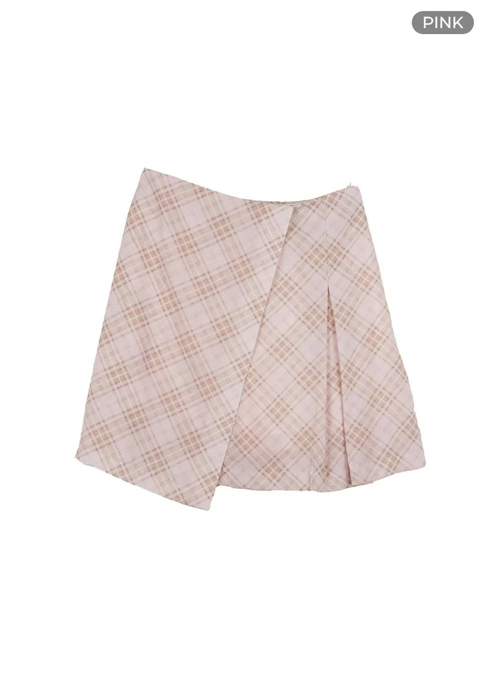 Checkered Wrap Mini Skirt OY427