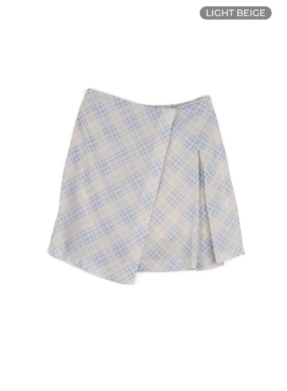 Checkered Wrap Mini Skirt OY427