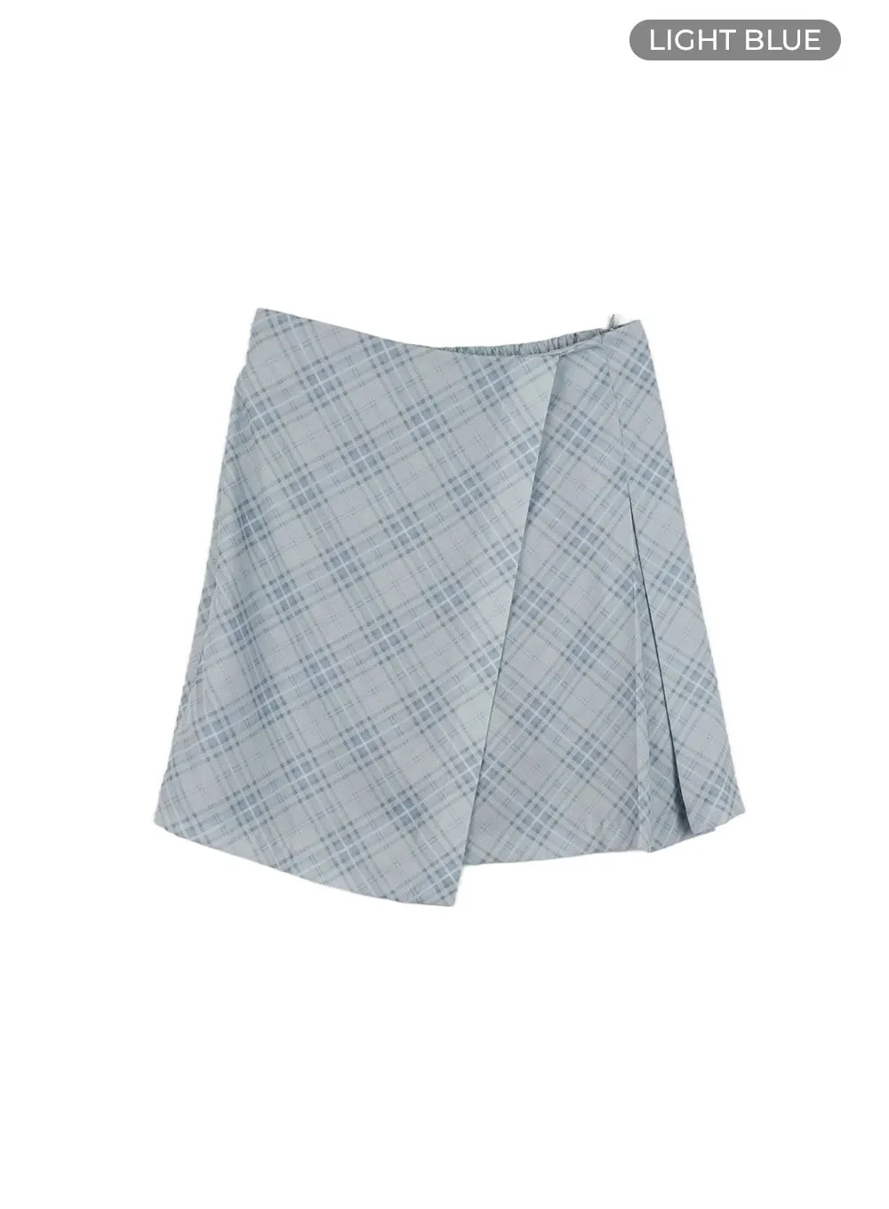 Checkered Wrap Mini Skirt OY427