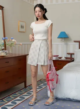 Checkered Wrap Mini Skirt OY427