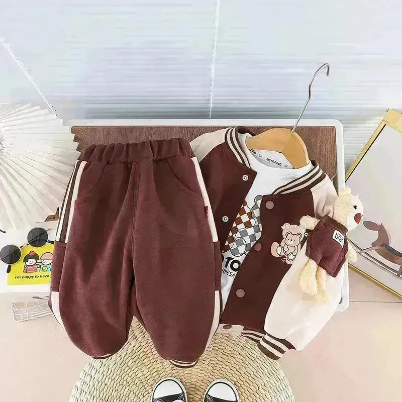 Children Fashionable Long Sleeve Three-piece Sweater Set