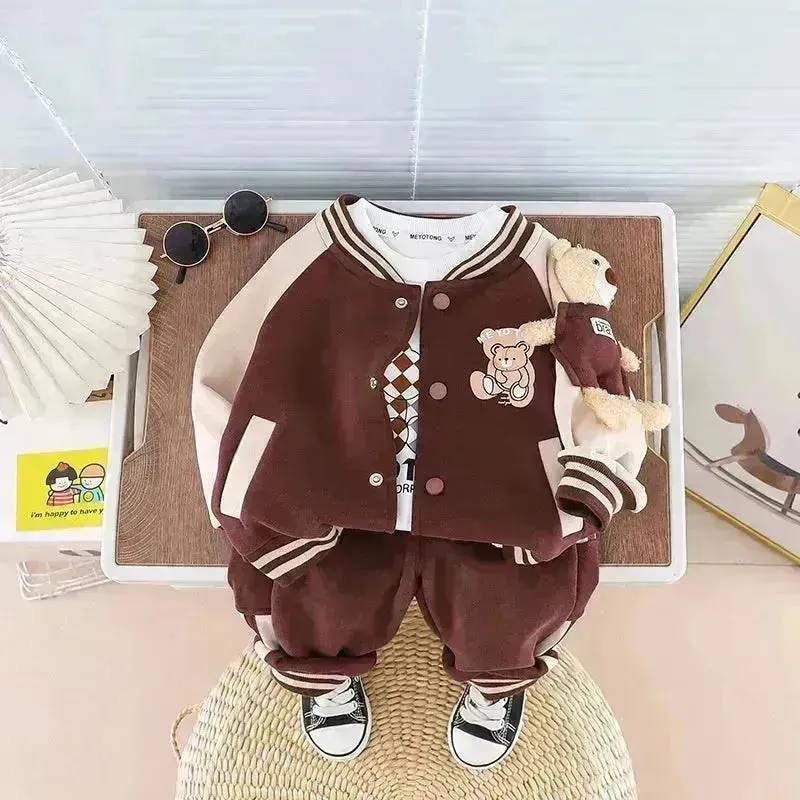 Children Fashionable Long Sleeve Three-piece Sweater Set