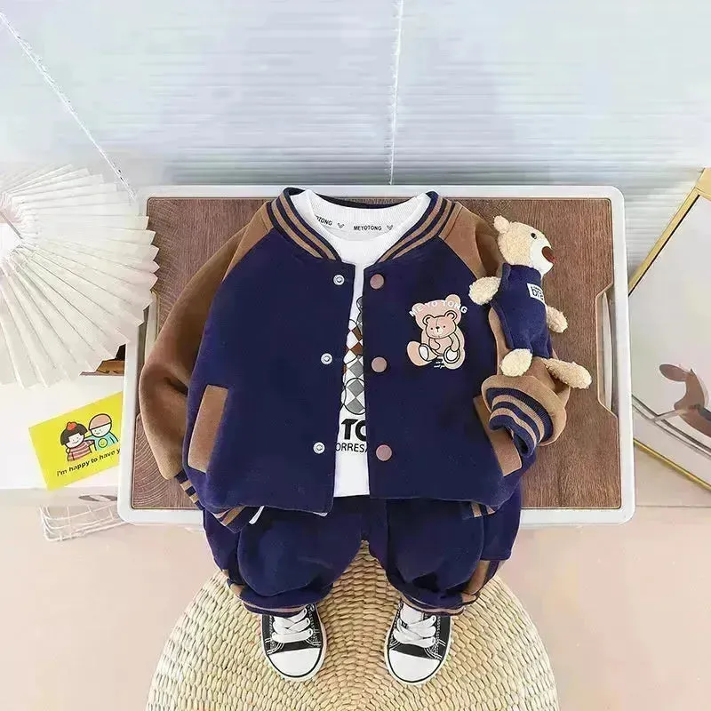 Children Fashionable Long Sleeve Three-piece Sweater Set
