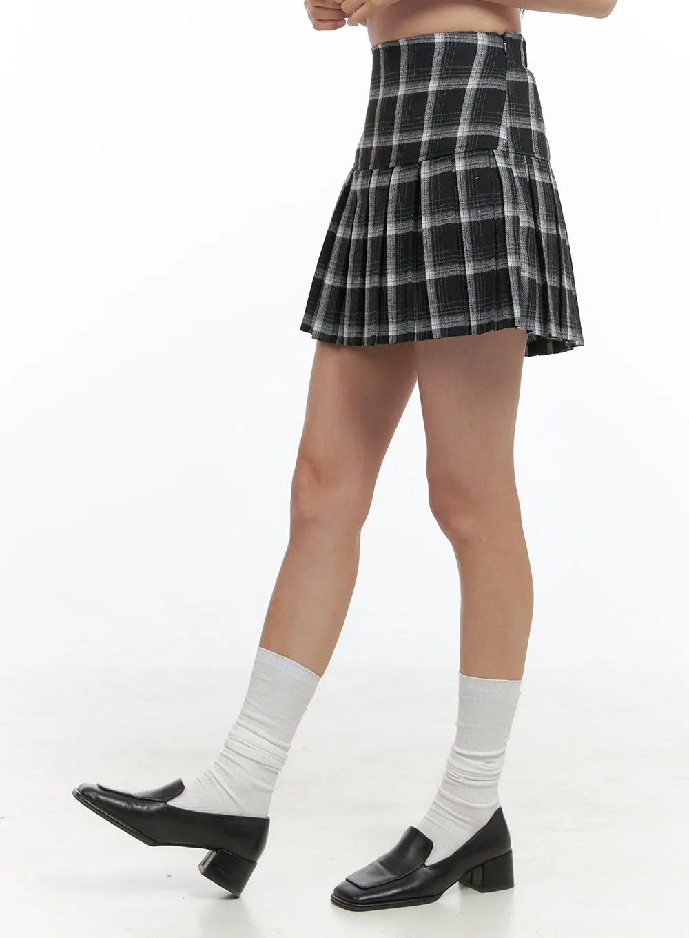 Classic Checkered Pleat Skirt OS411
