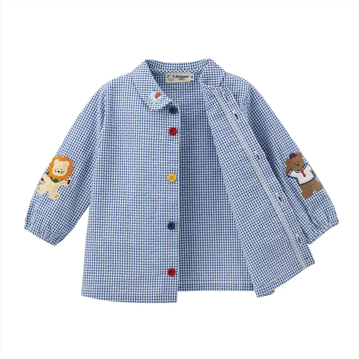 Classic MIKI HOUSE Bear Gingham Blouse