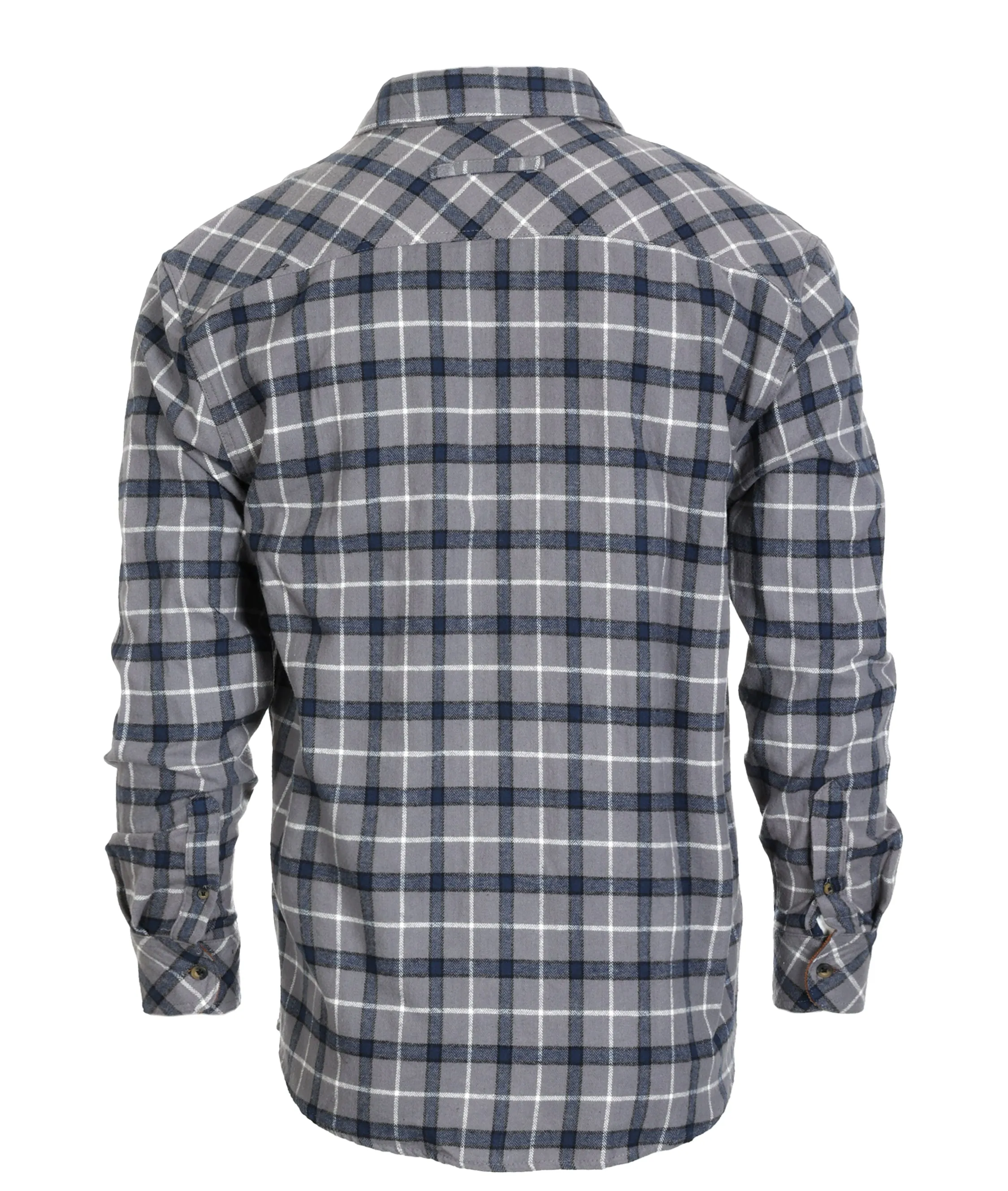 Gioberti Men's Gray / Blue / White Highlight 100% Cotton Brushed Flannel Plaid Checkered Shirt with Corduroy Contrast