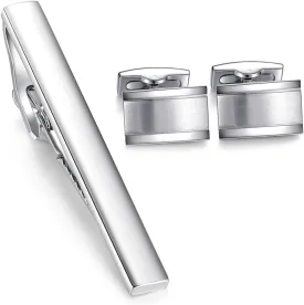 HONEY BEAR Rectangle Cufflinks Tie Clip Set for Mens Business Wedding Gift