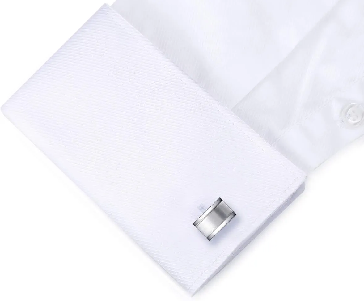 HONEY BEAR Rectangle Cufflinks Tie Clip Set for Mens Business Wedding Gift