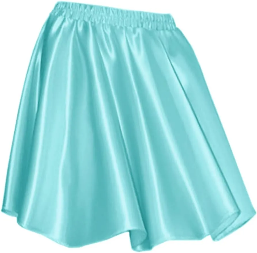 Indian Trendy Women's Basic Versatile Satin Flared Casual Mini Skater Skirt