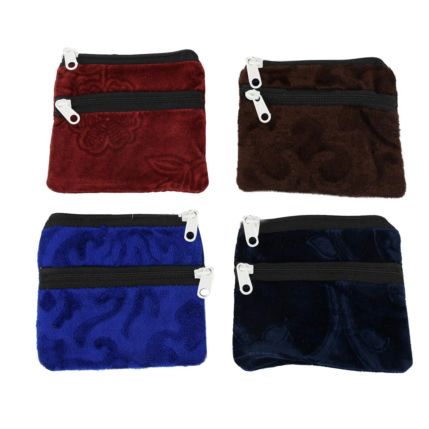 Kuber Industries Velvet 6 Pieces Women Cloth Handy Purse/Coin Pouch/batwa/Wallet With Two Zipper (Multi) -CTLTC039154
