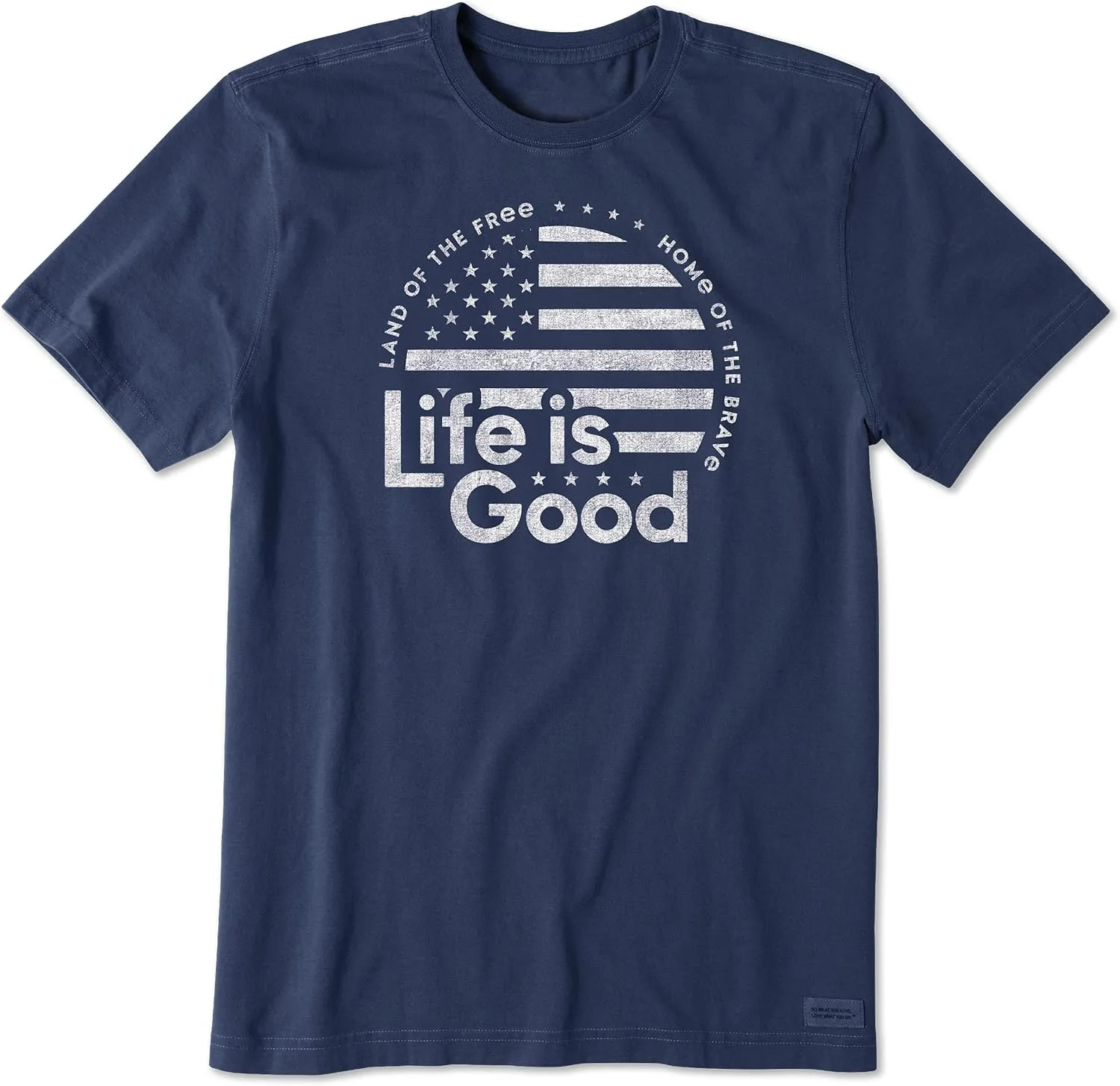 Life Is Good. Mens Crusher Tee Lig Flag Circle, Darkest Blue