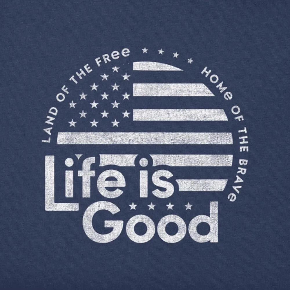 Life Is Good. Mens Crusher Tee Lig Flag Circle, Darkest Blue