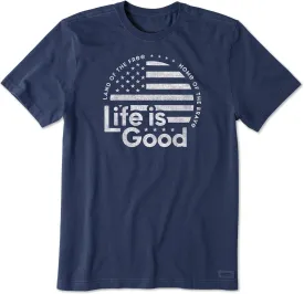 Life Is Good. Mens Crusher Tee Lig Flag Circle, Darkest Blue