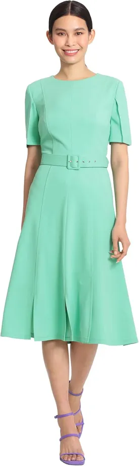 Maggy London Women's Short Sleeve Fit and Flare Scuba Crepe Dress