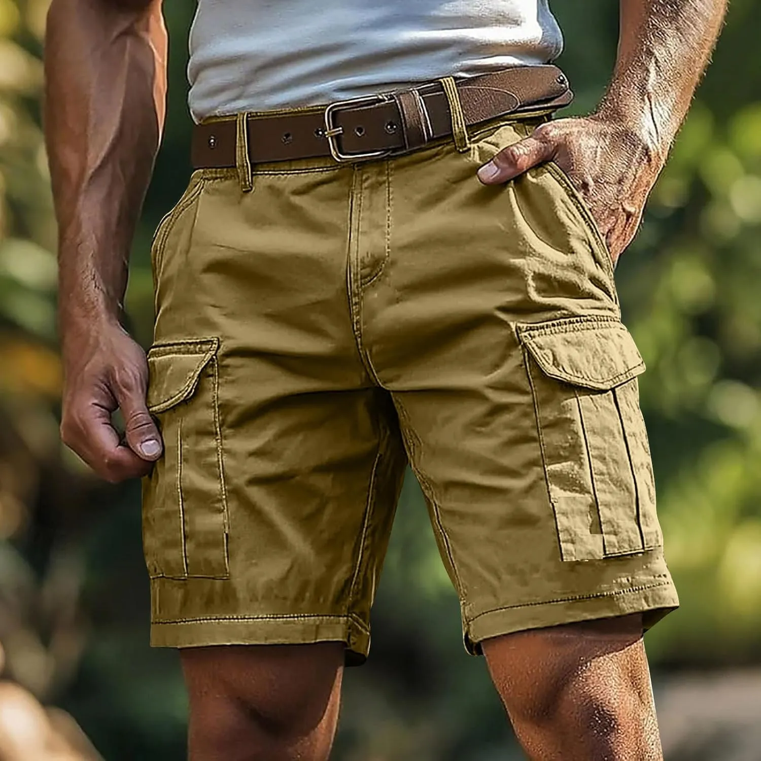 Mens Summer Cargo Shorts Lightweight Relaxed Fit Work Cargo Shorts, Short Pants for Golf Fishing Hiking Athletic