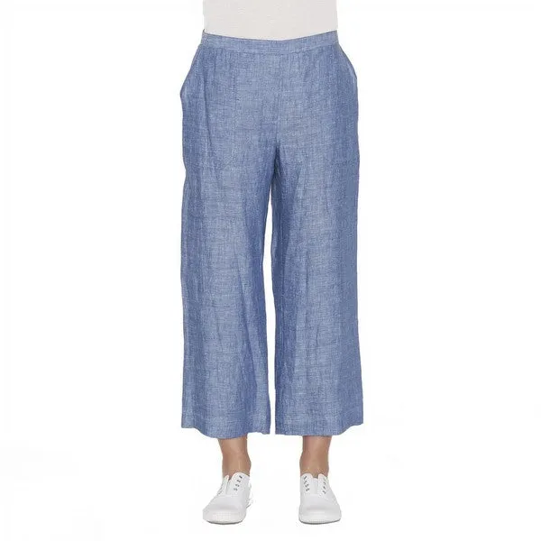 Pocket Detail Linen Pant in Denim