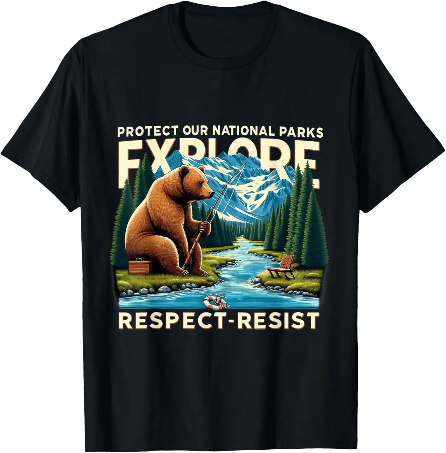 Protect National Parks Retro Bear Nature Conservation T-Shirt