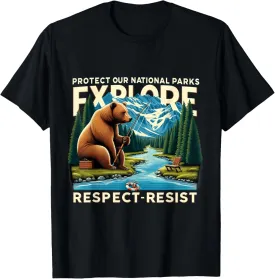Protect National Parks Retro Bear Nature Conservation T-Shirt