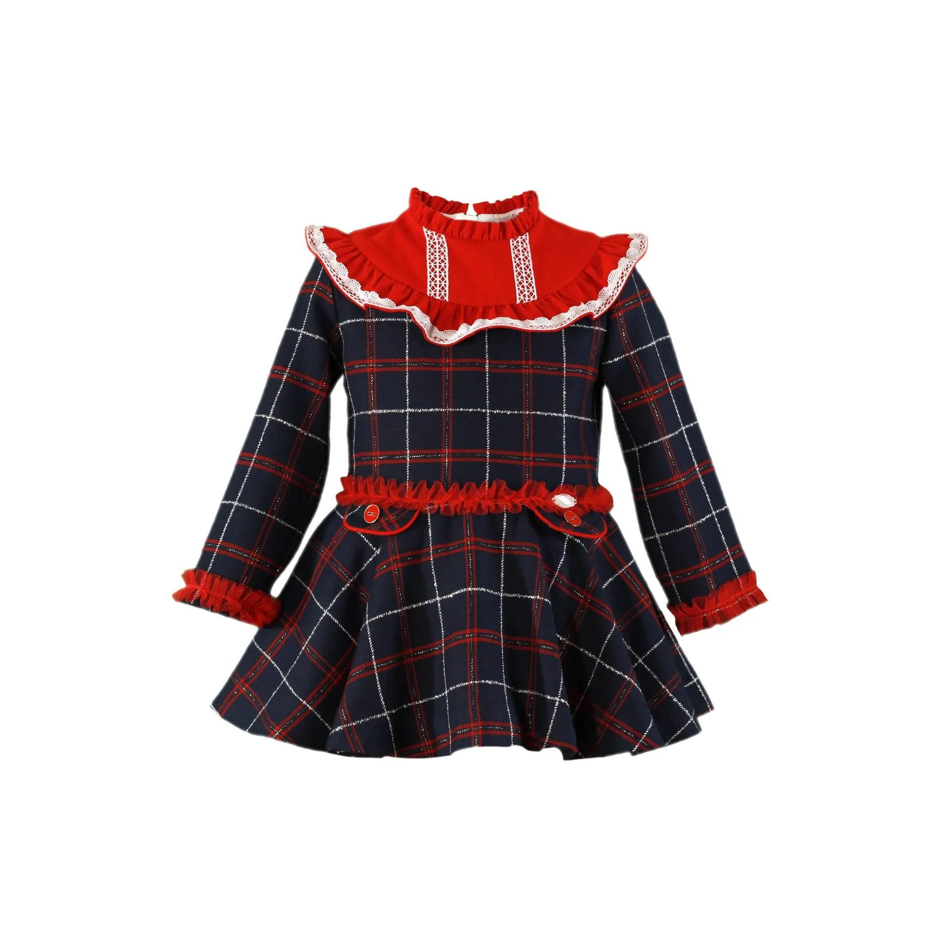 Red Navy Tartan Dress