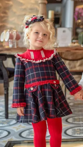 Red Navy Tartan Dress