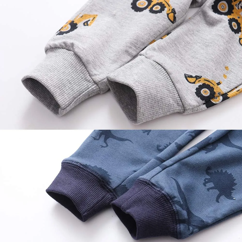 Toddler Boys Cotton Pull-On Sweat Pants, Cartoon Print Jog Sweatpants 2-Pack