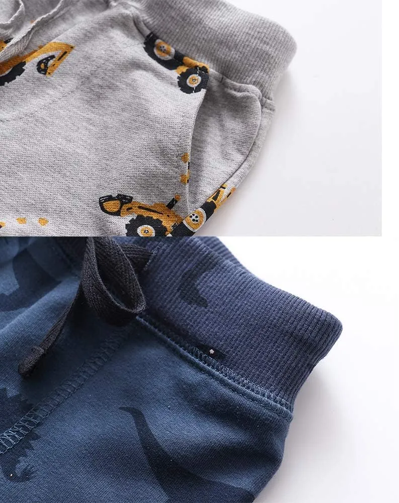 Toddler Boys Cotton Pull-On Sweat Pants, Cartoon Print Jog Sweatpants 2-Pack