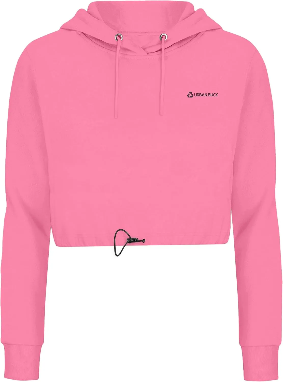URBAN BUCK Neon Crop Top Hoodie For Women - Lightweight Long Sleeve Cropped Pullover Sweatshirt For Workout & Running