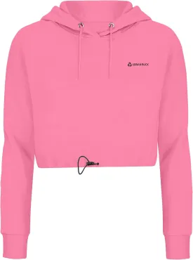 URBAN BUCK Neon Crop Top Hoodie For Women - Lightweight Long Sleeve Cropped Pullover Sweatshirt For Workout & Running