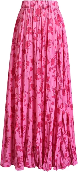 Verdusa Women's Floral Print Tiered Layered Long Skirt High Rise Ruffled Maxi Skirt