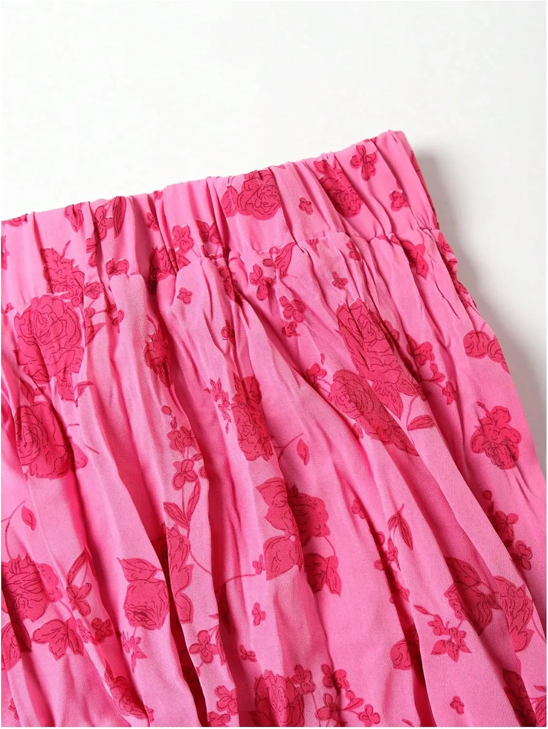 Verdusa Women's Floral Print Tiered Layered Long Skirt High Rise Ruffled Maxi Skirt